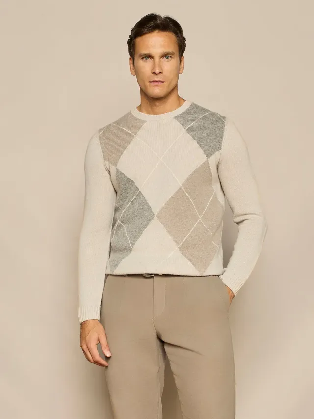 Paul Taylor Rombi maglione girocollo cashmere burro