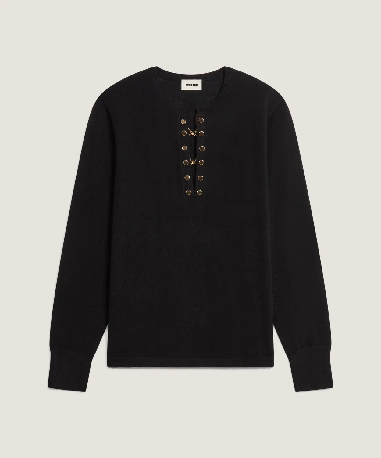 Rodier Maglione Collo Tunisino Lana Merino Nero