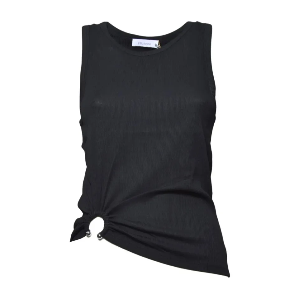 Rabanne 24FJTE165CO0530 canotta nera cotone elasticizzato