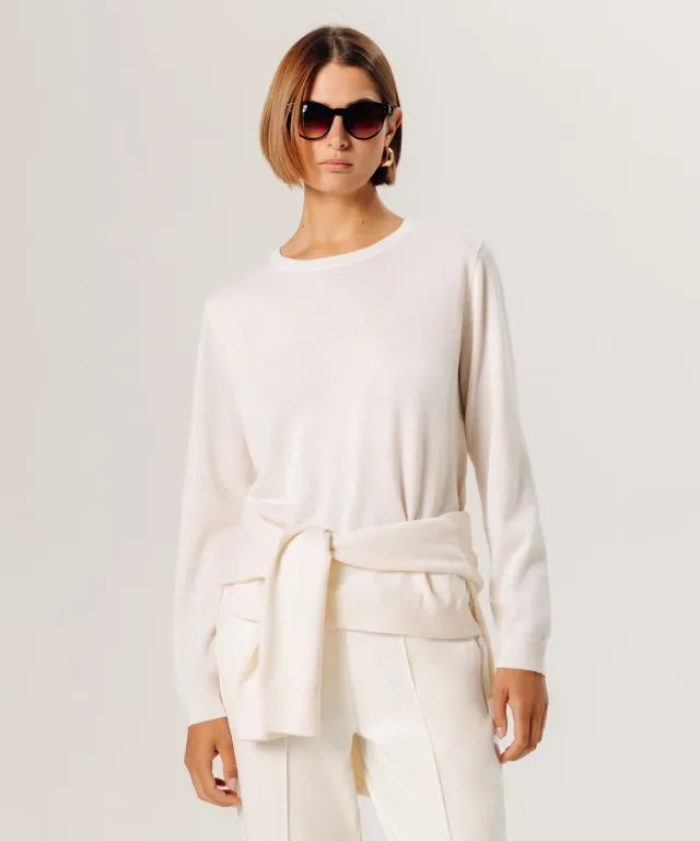 Rodier Basiques Maglione girocollo lana merino bianco 100%