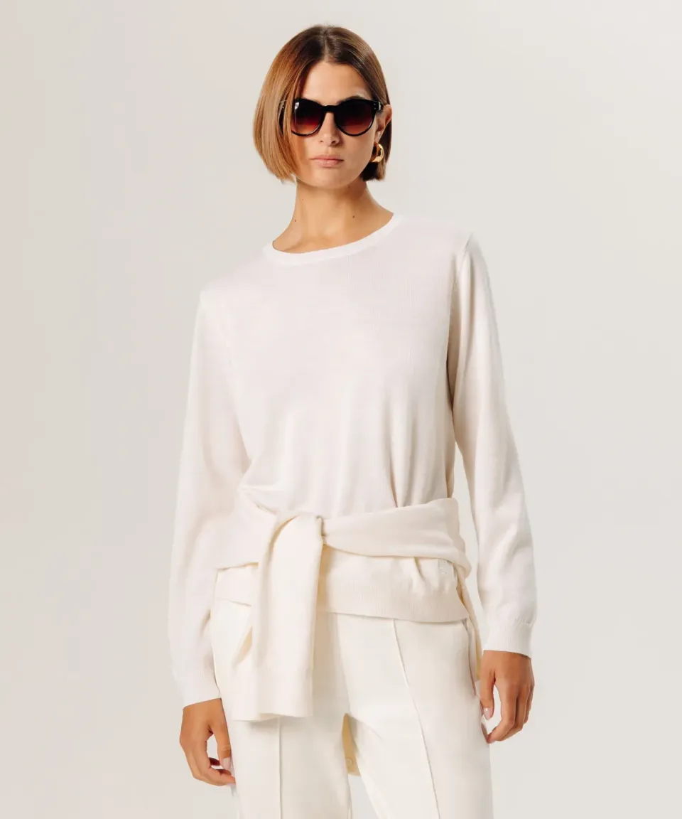 Rodier Basiques Maglione girocollo lana merino bianco 100%