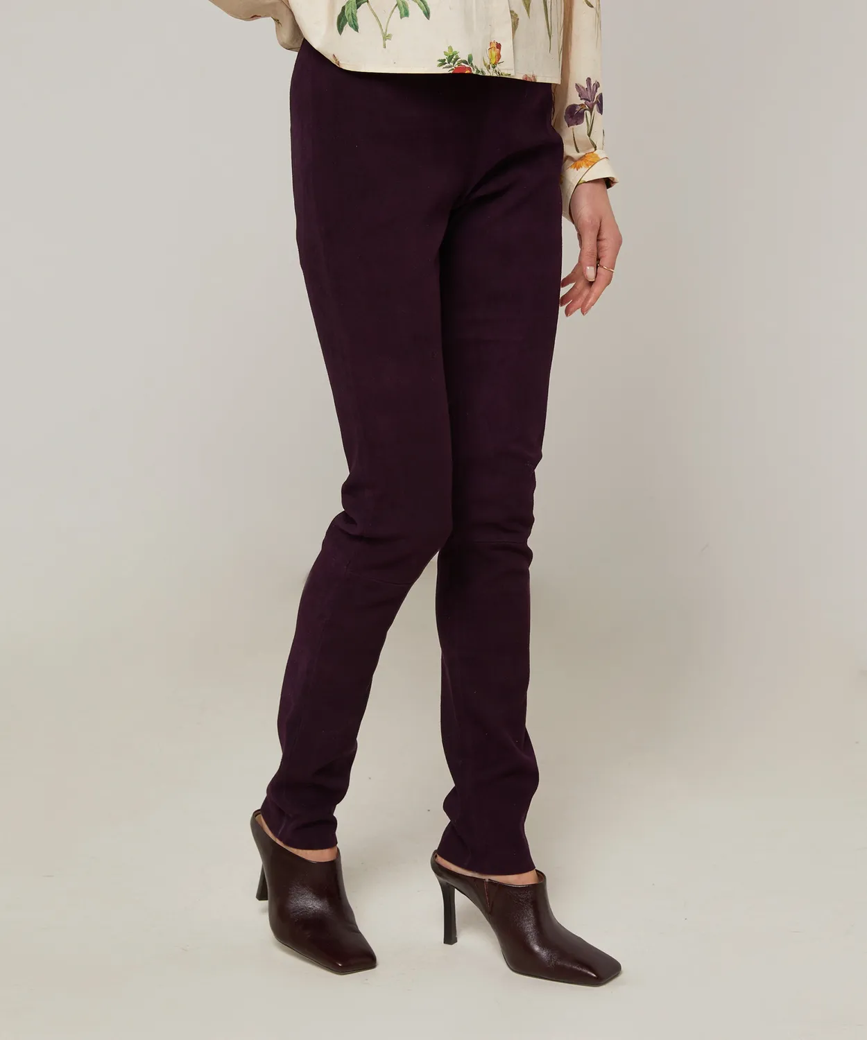 Rodier Leggings in pelle agnello viola scuro