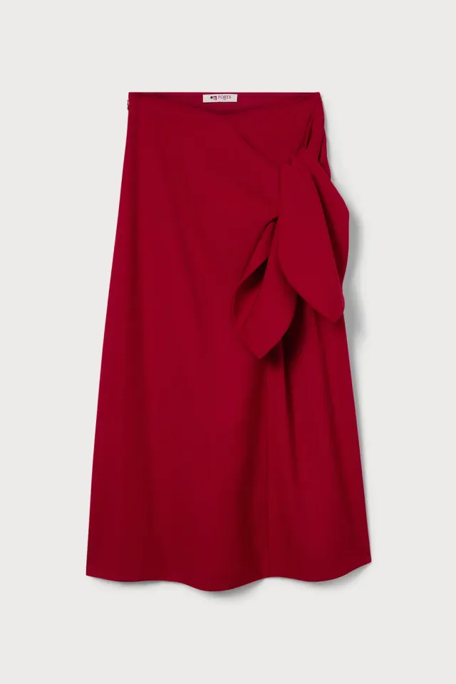 Ports Wool Wrap gonna rossa maxi lana 100%