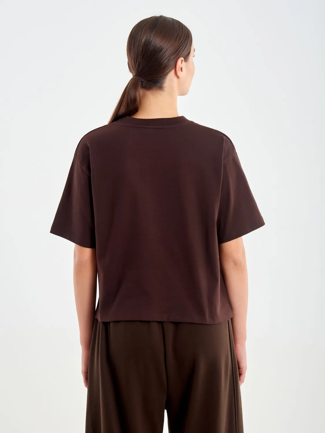 Vicolo T-Shirt Fondente Cropped con Ricamo t-shirt cotone