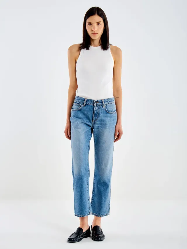VICOLO Zeke Relaxed jeans cropped blu chiaro cotone