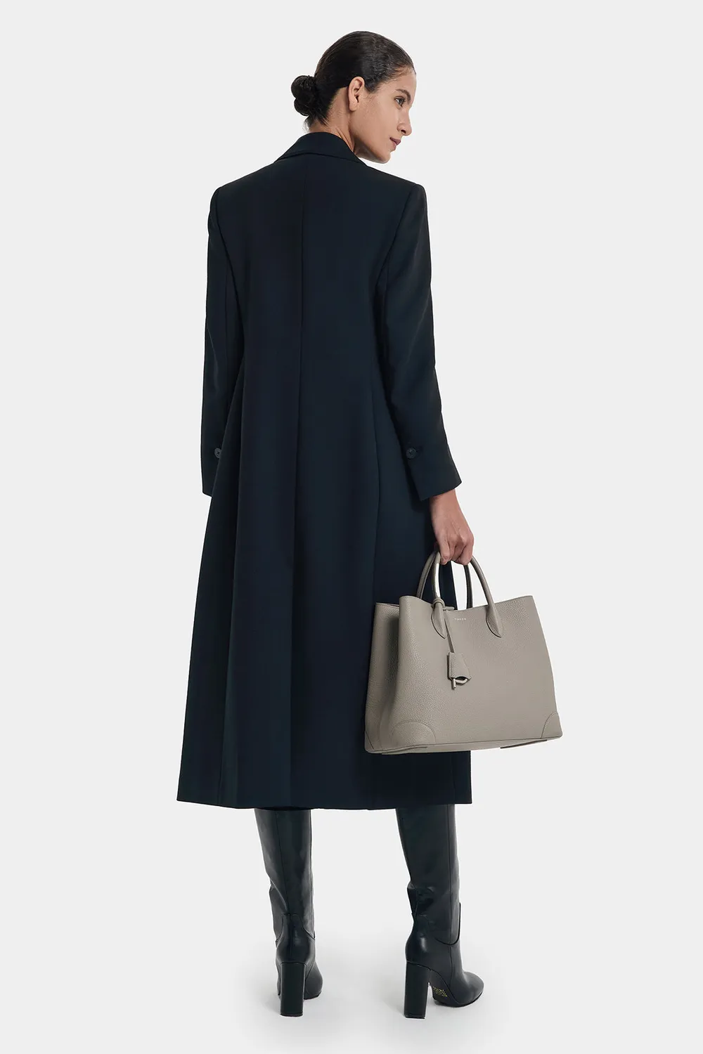 PORTS Classic Modern Trench cappotto nero 6 lana mezza stagione