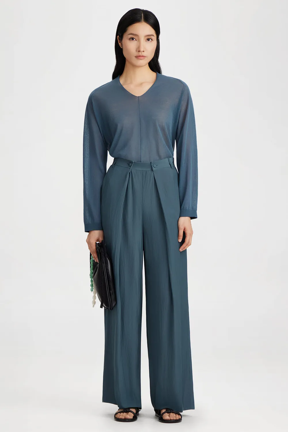 Ports 1961 V-Neck Knit maglia scollo a V orion blue