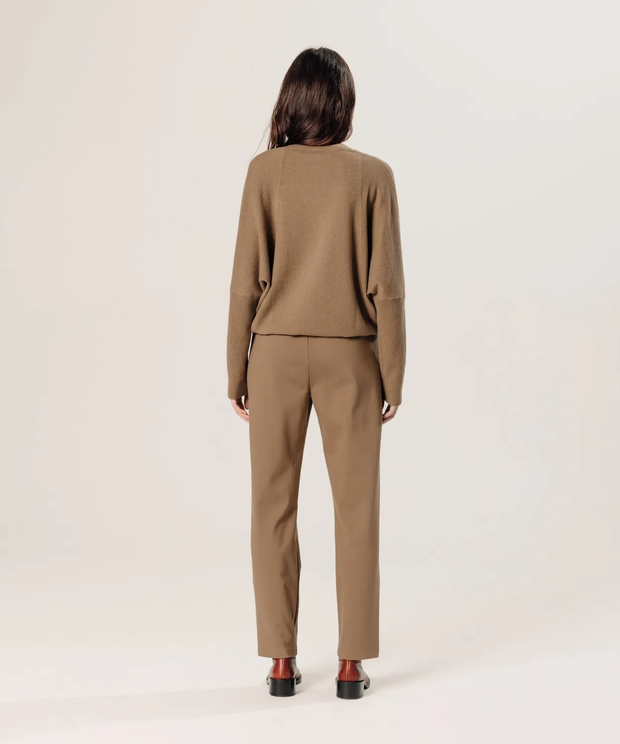 Rodier maglione oversize cashmere scollo V camel brown