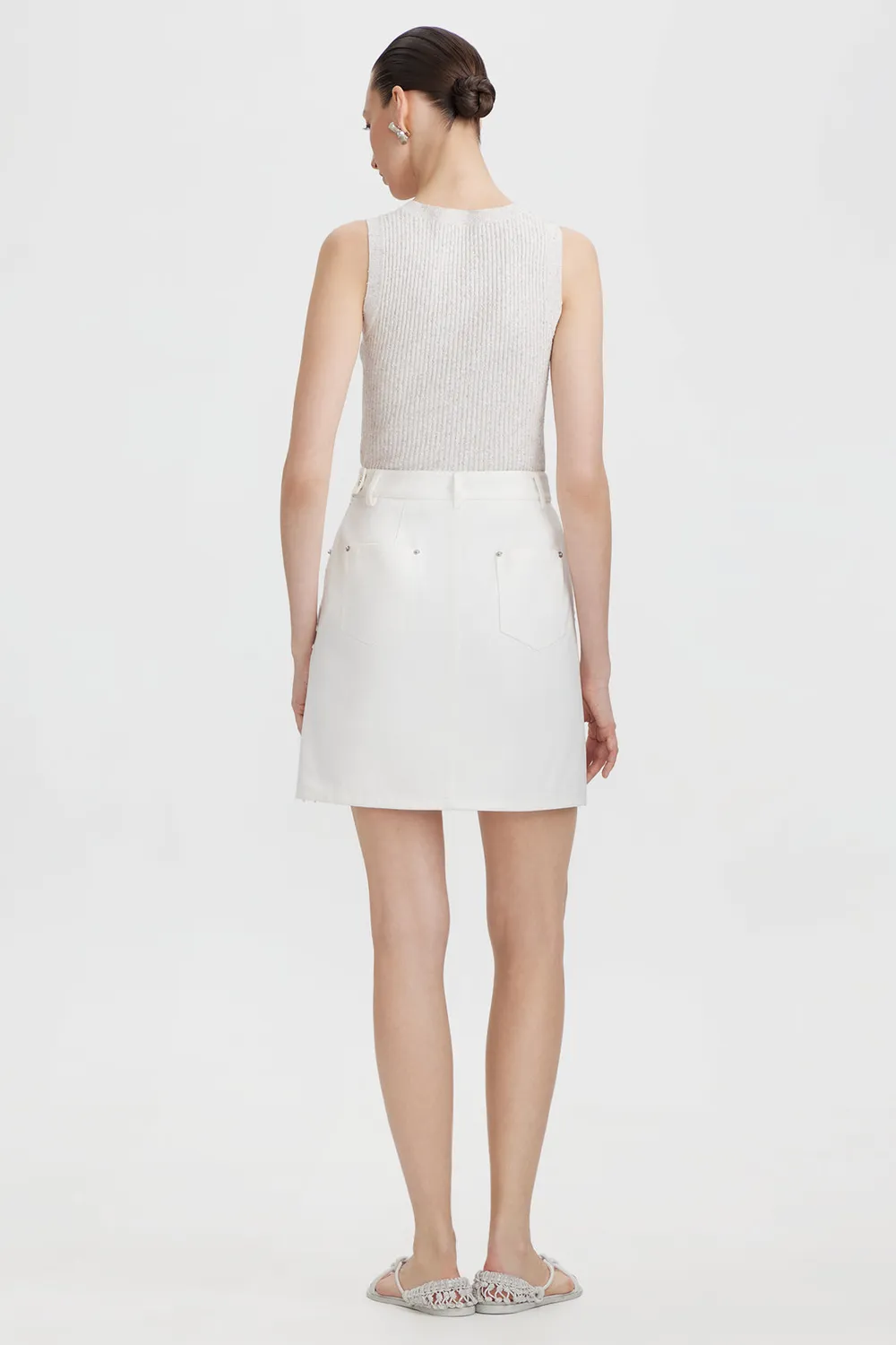 PORTS 1961 minigonna crochet bianca borchie