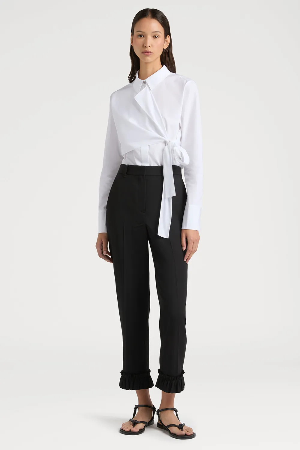 Ports 1961 Opulent pantaloni neri con volant