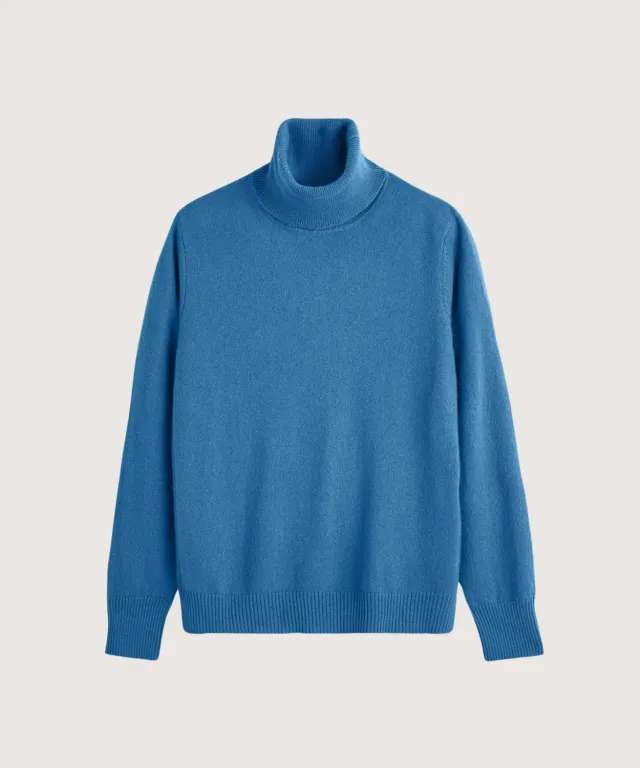 Rodier Dolcevita Cashmere Blu Azzurro Maglione 100% Cashmere