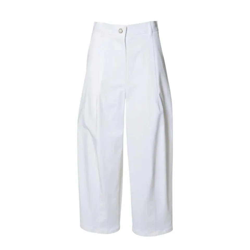 Max Mara Mina 2511131042600 pantalone baggy bianco cotone