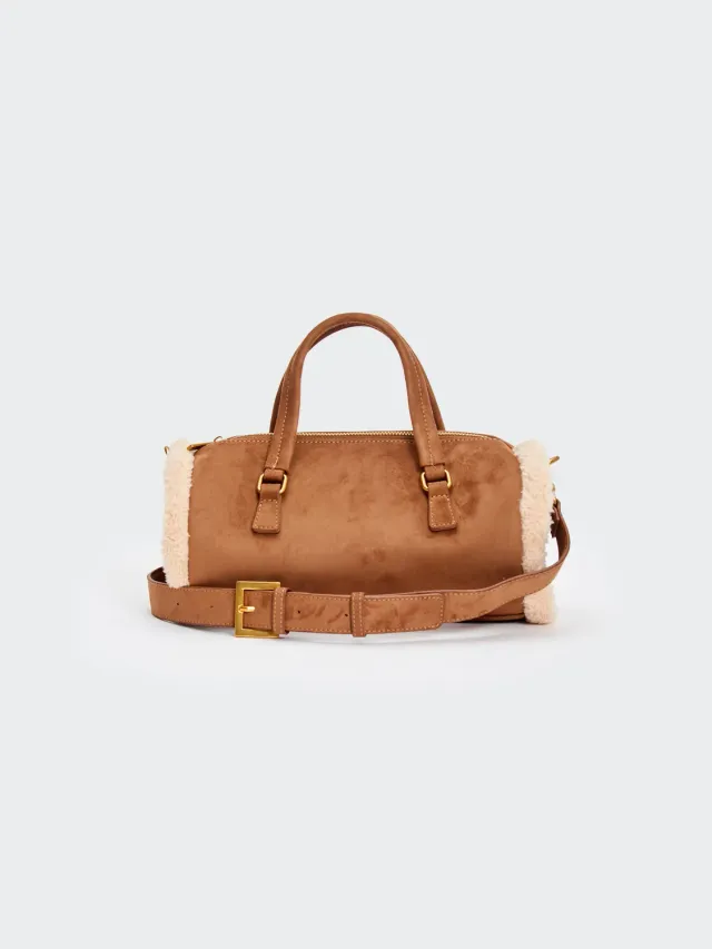 Vicolo Lumi Barrel borsa eco suede beige