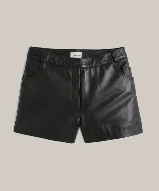 Rodier pantaloncini pelle agnello neri