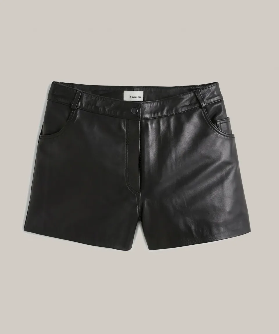 Rodier pantaloncini pelle agnello neri