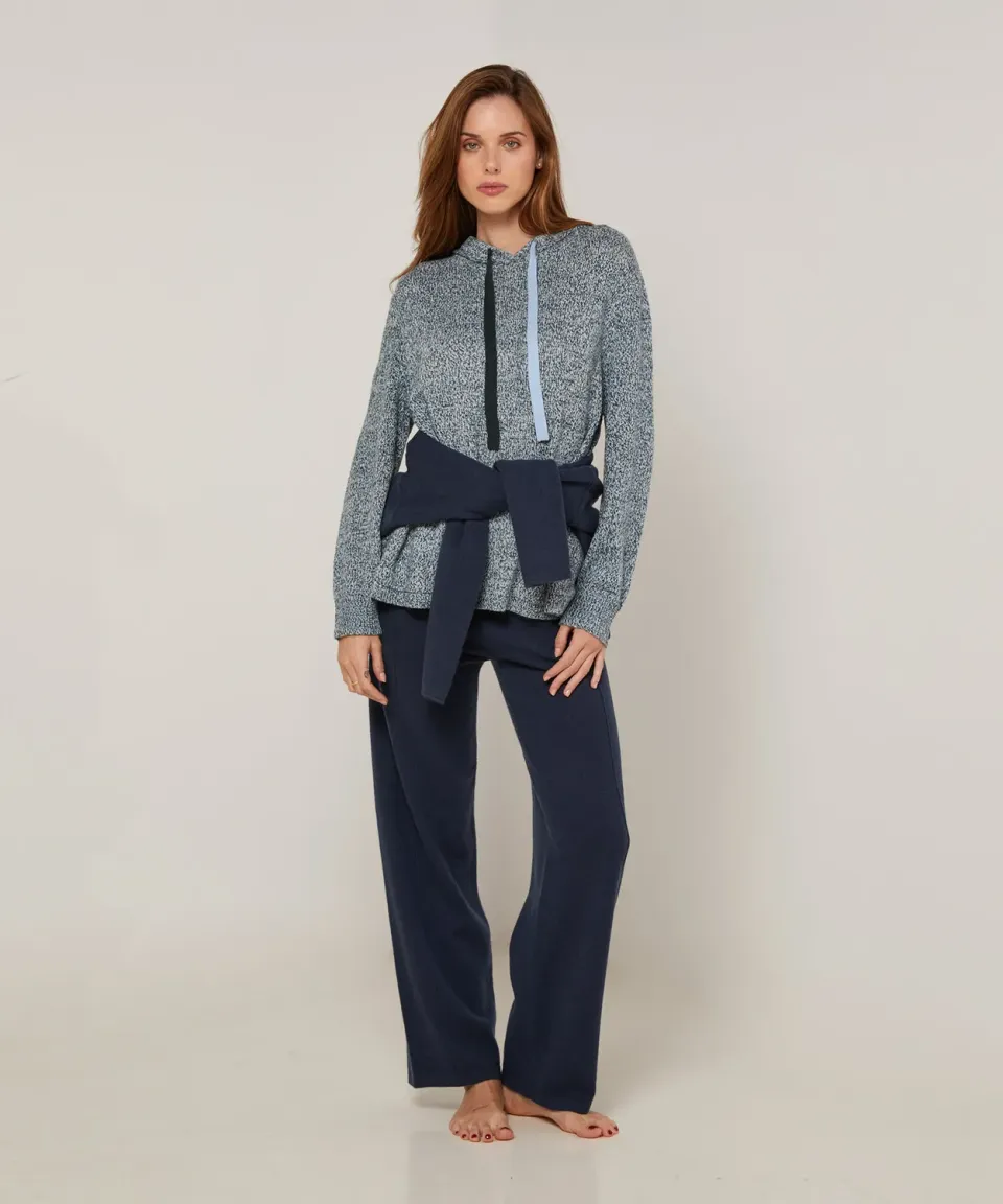 Rodier Maglione Cappuccio Oversize Blu Mélange Donna