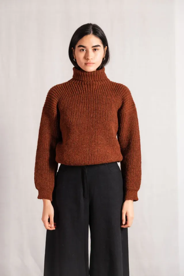 Jyoti Fair Works Sabeti Chestnut maglione dolcevita alpaca