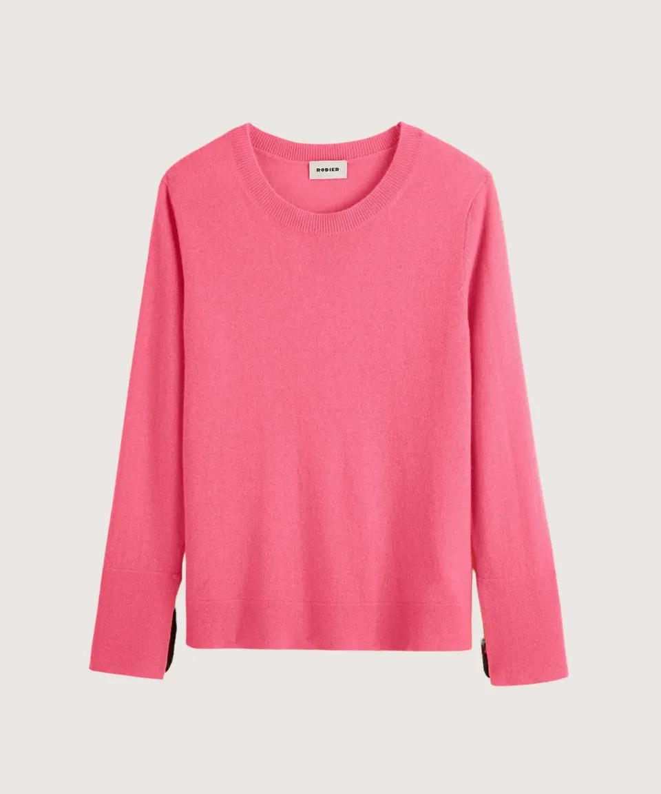 Rodier Maglione Girocollo Cashmere Corallo Donna 2 Fili