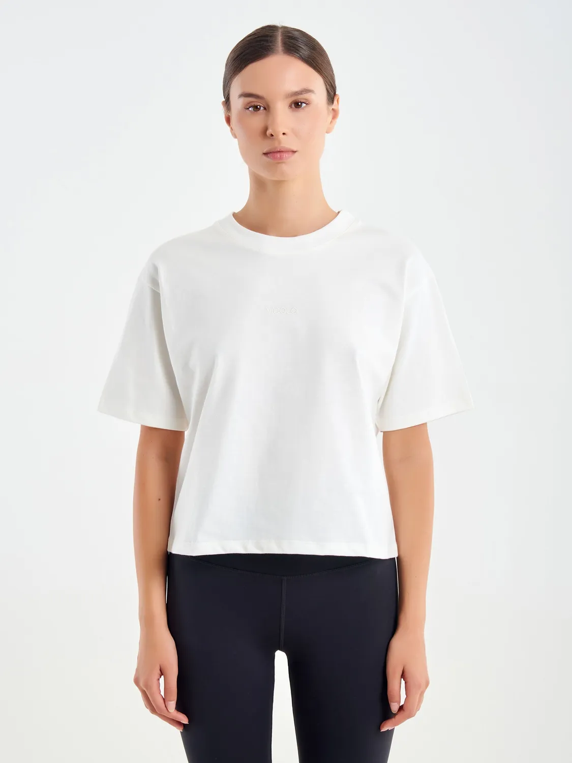Vicolo T-Shirt Naturale Cropped con Ricamo t-shirt cotone
