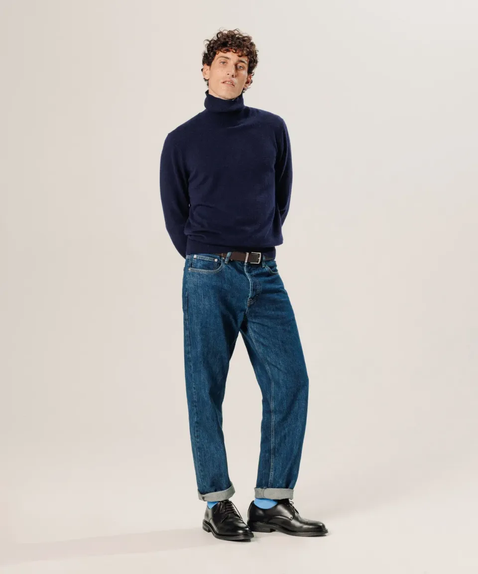 Rodier Maglione dolcevita cashmere maglione blu navy XXL
