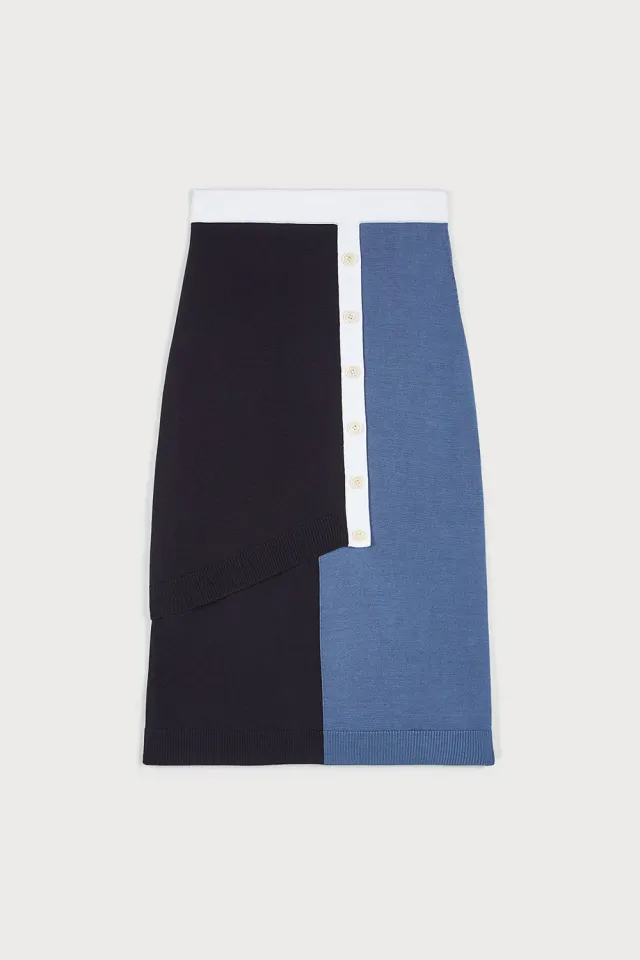PORTS Buttoned Elegance Skirt gonna blu bottoni