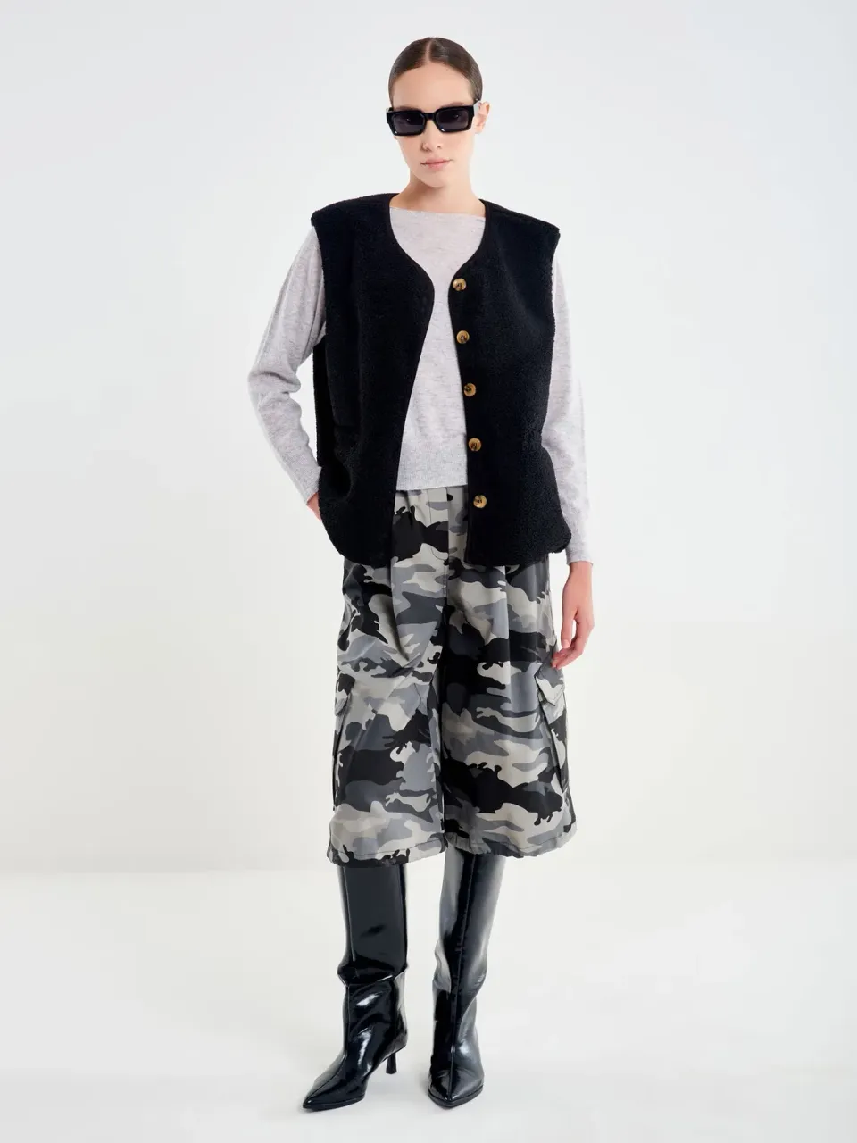 Vicolo Teddy gilet teddy nero taglia unica