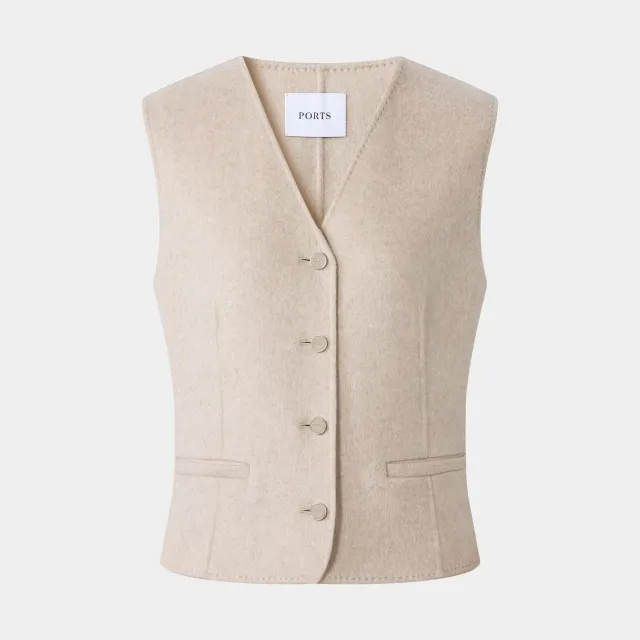 PORTS Cashmere Wool Gilet gilet beige 6 cashmere smanicato