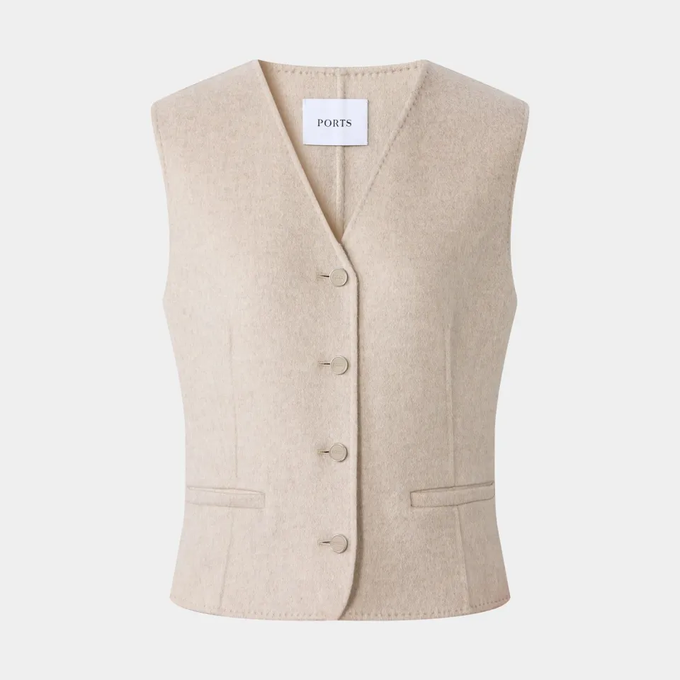 PORTS Cashmere Wool Gilet gilet beige 6 cashmere smanicato