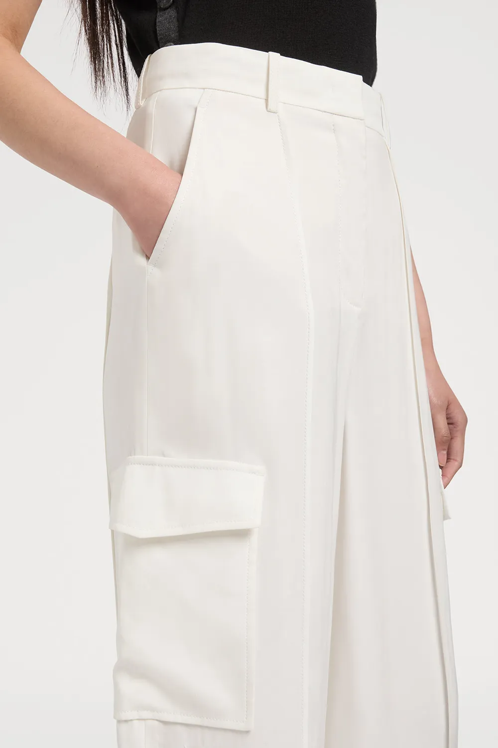 Ports 1961 Viscose Cargo pantaloni bianchi viscosa donna