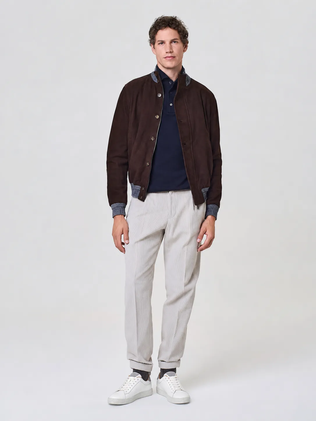 Paul Taylor bomber camoscio moro bottoni premium