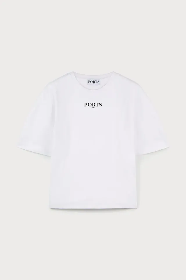 PORTS jersey t-shirt bianco ottico stampa classica