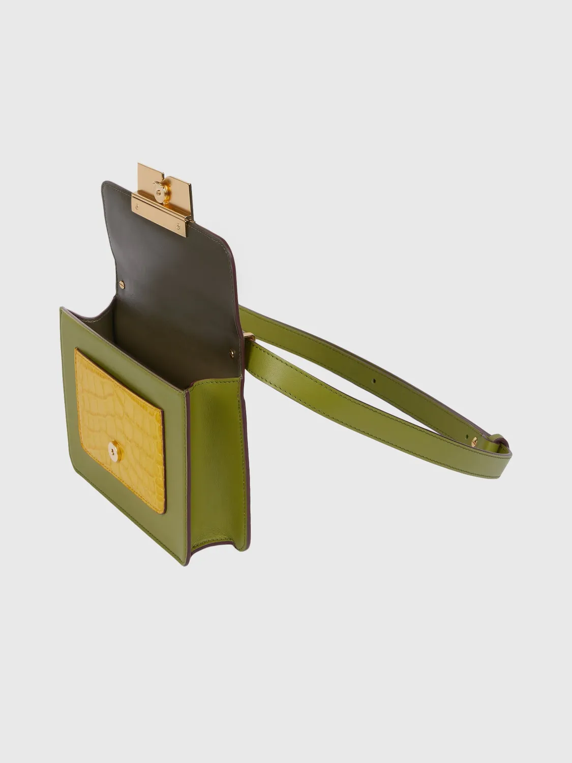 Ports Anika borsa box pelle verde giallo tracolla