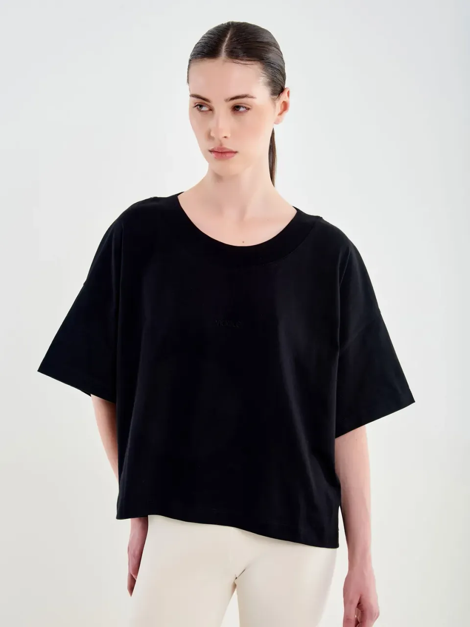 Vicolo T-Shirt Over con Ricamo Nera Unica
