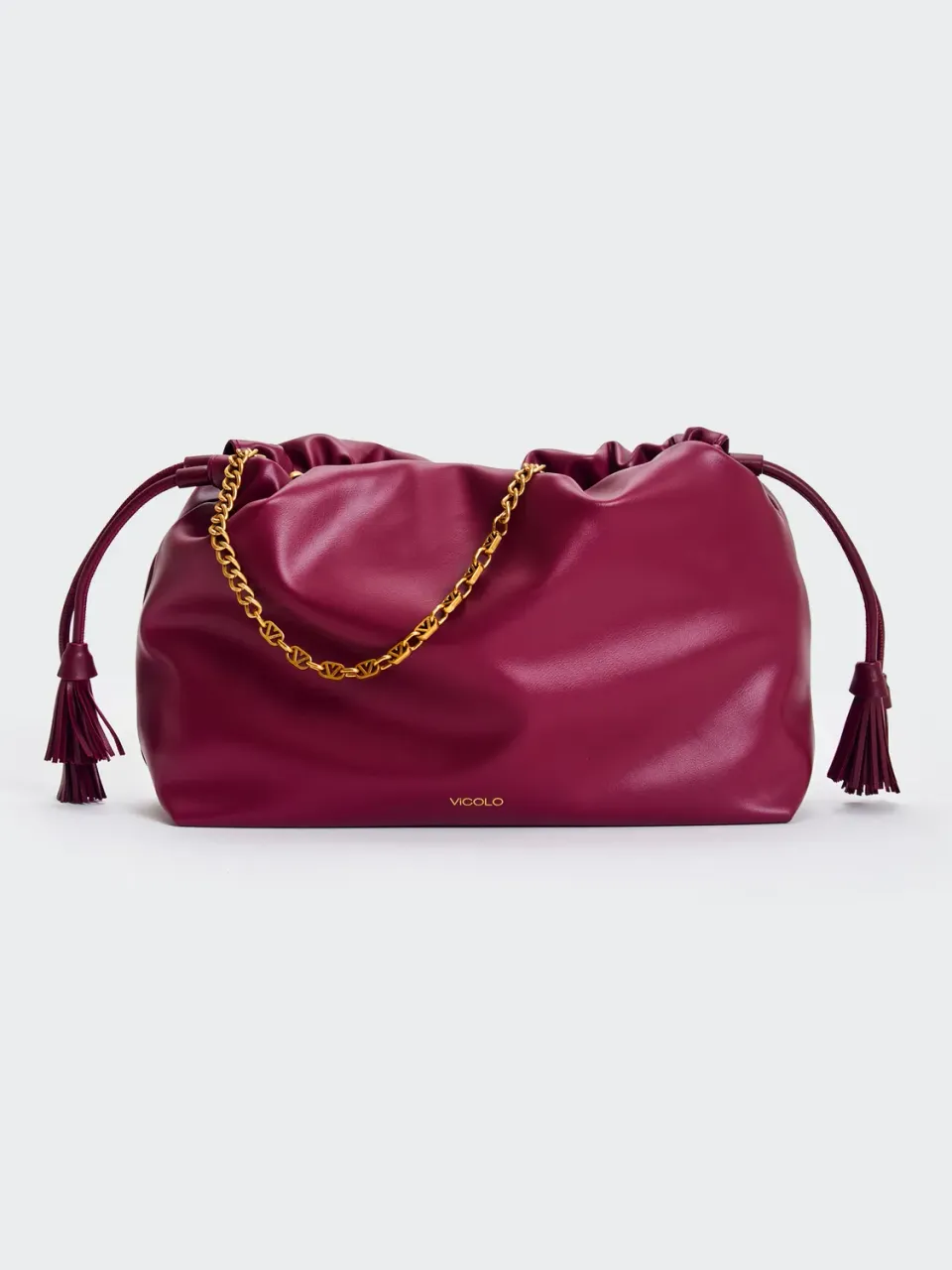 Vicolo Tassel borsa spalla vino catena 36 cm