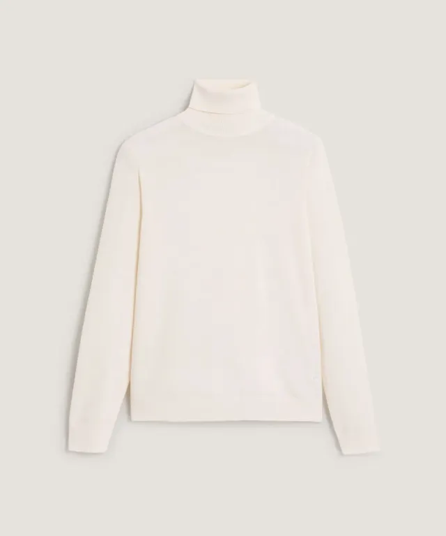 Rodier Maglione Dolcevita Lana Merino Bianco 100% Lana