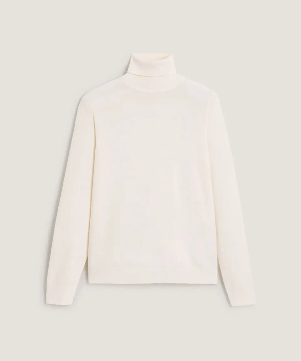 Rodier Maglione Dolcevita Lana Merino Bianco 100% Lana