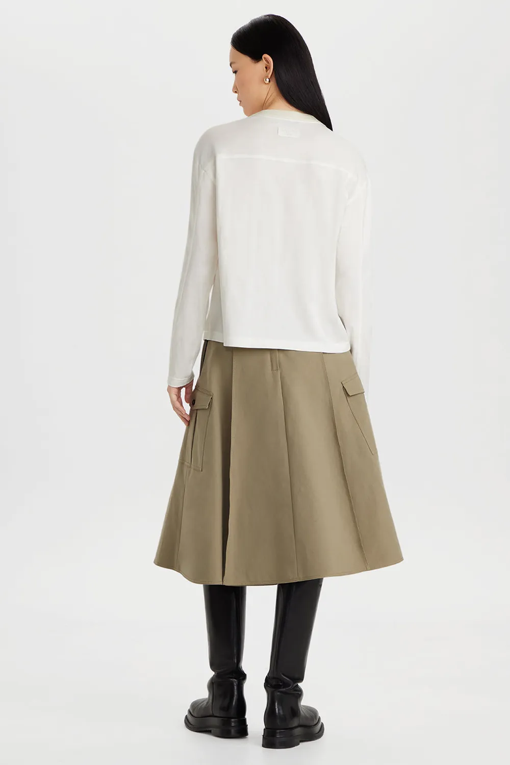 Ports Cotton Silk t-shirt cotone seta crema manica lunga S