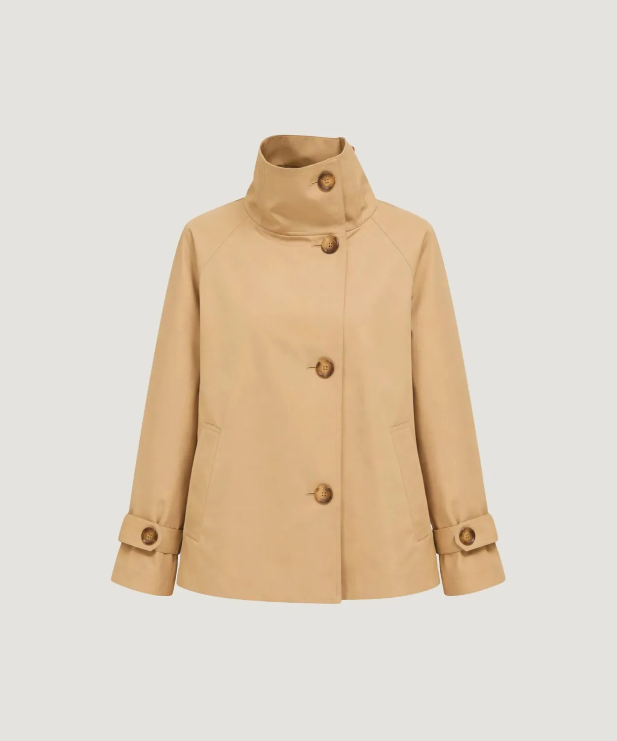 Rodier trench corto beige collo alto