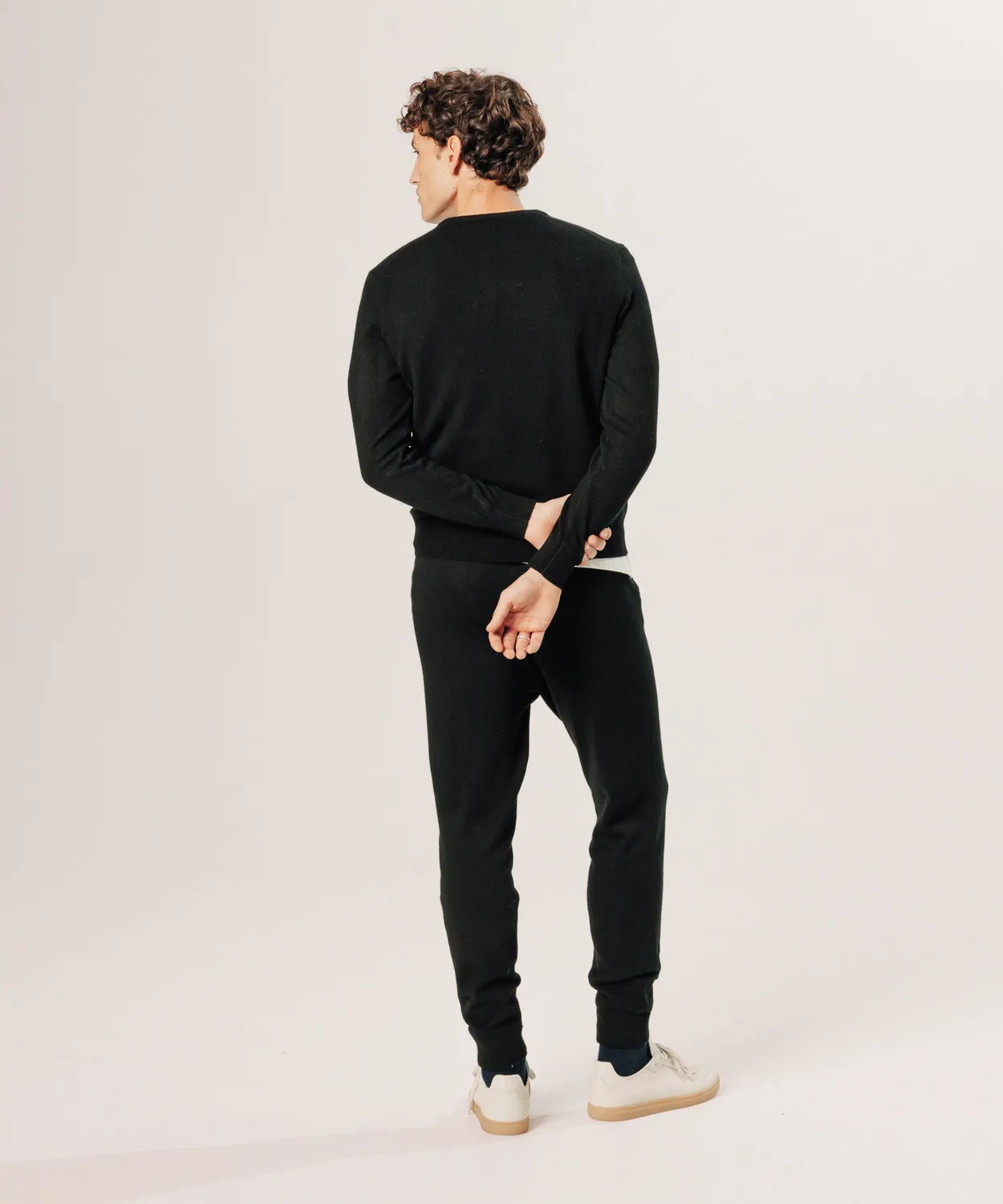 Rodier maglione cashmere scollo V uomo nero 2 fili