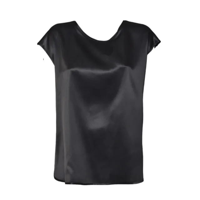 Solotre M1D0127 top raso seta nero scollo posteriore