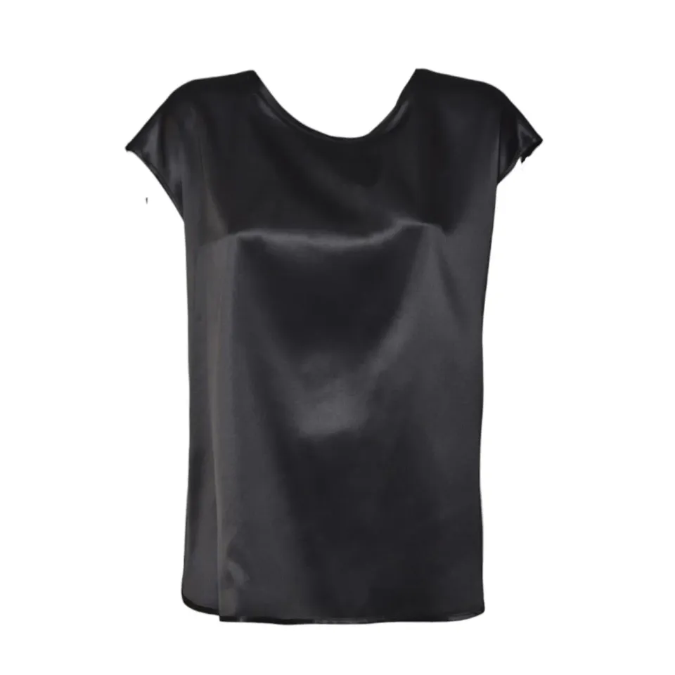 Solotre M1D0127 top raso seta nero scollo posteriore
