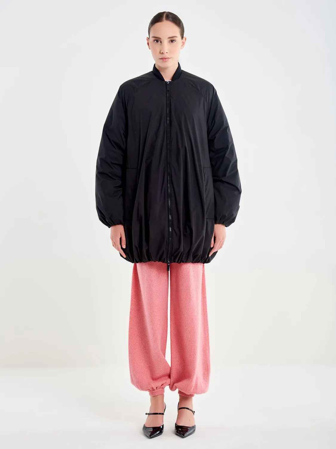 Vicolo Bomber Lungo giacca nero lana taglia S