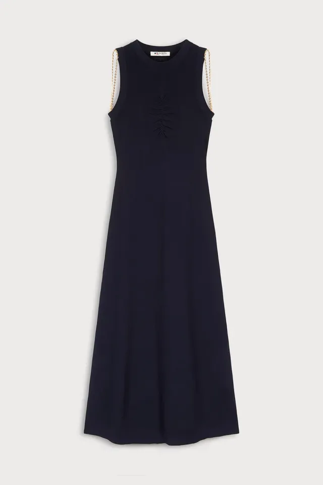 PORTS Golden Chain abito maglia blu catena oro