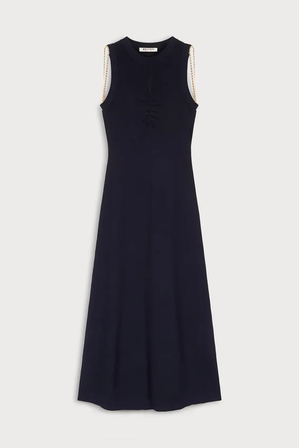 PORTS Golden Chain abito maglia blu catena oro