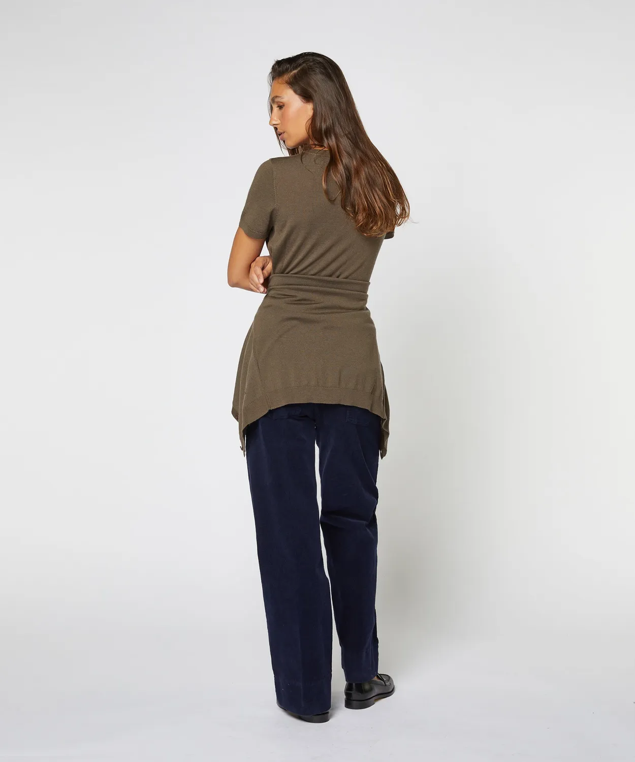 Rodier twin-set lana merino kaki cardigan pullover