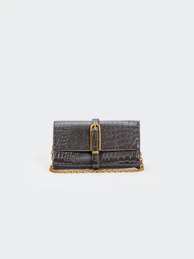 Vicolo Shibuya Belted pochette mini grigia catena