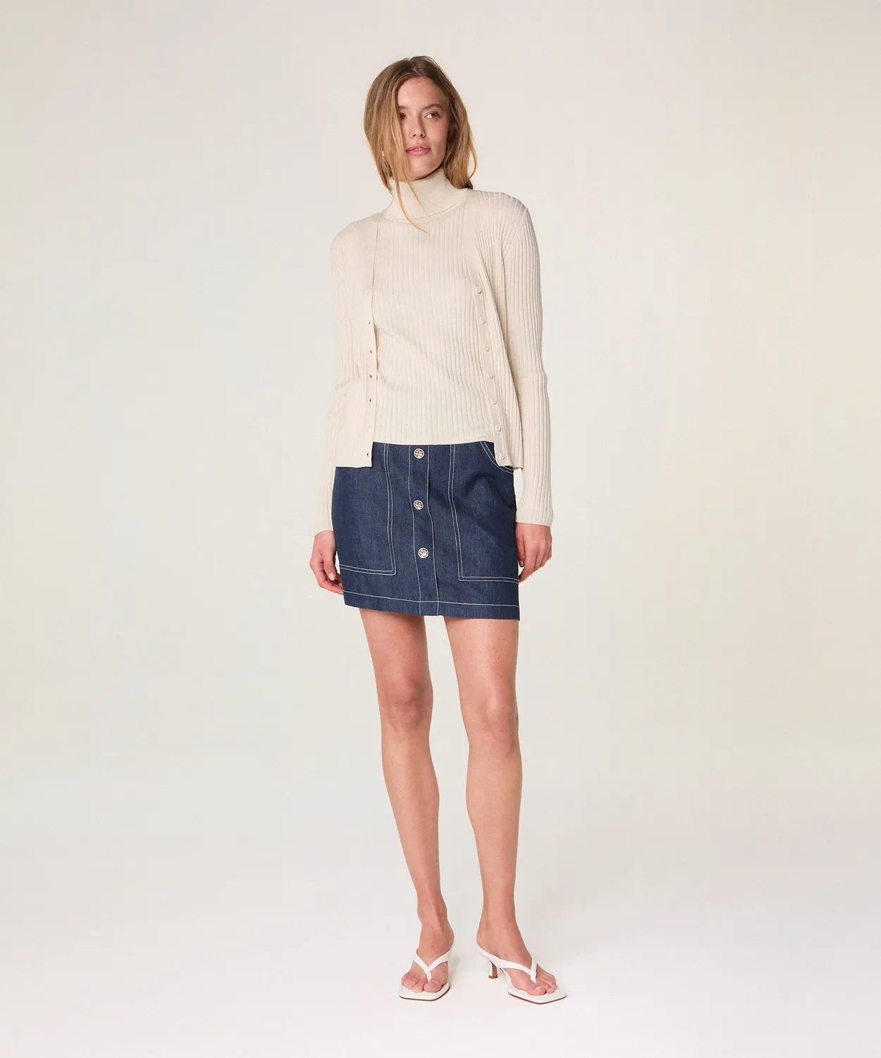 Rodier twin-set dolcevita seta e cotone avorio