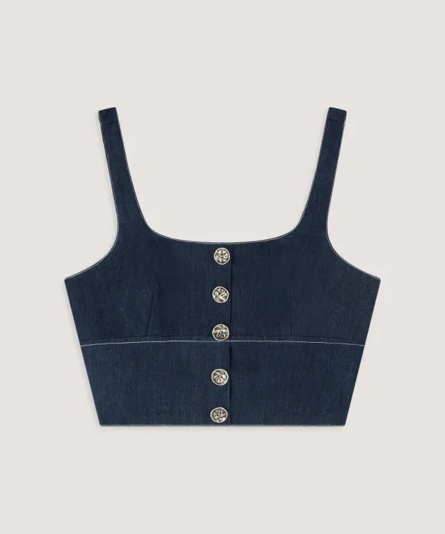 Rodier Bustier Denim Blu Denim Aderente