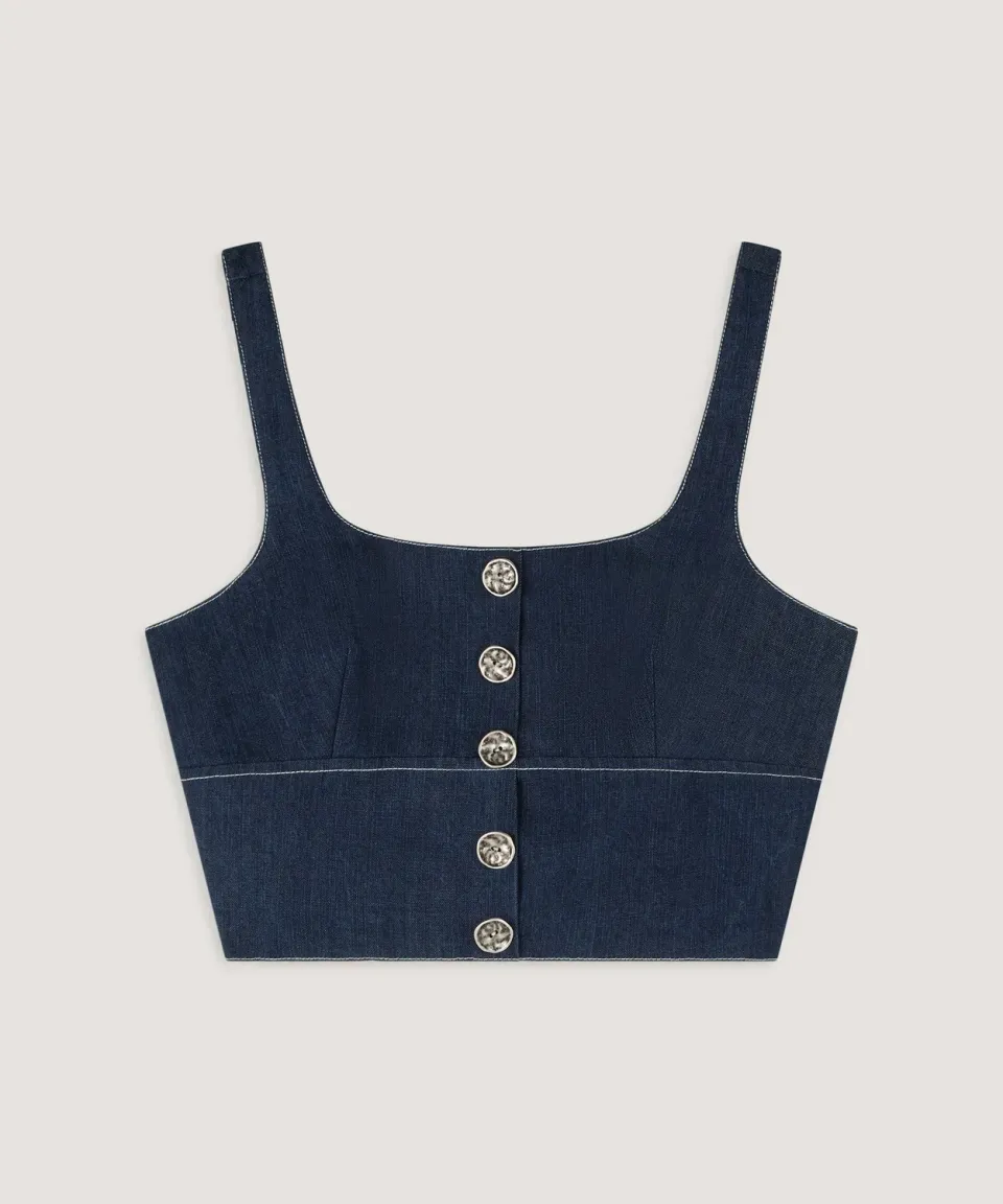 Rodier Bustier Denim Blu Denim Aderente