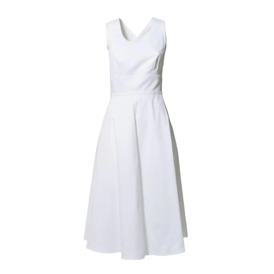 Aspesi 2938L107 abito midi bianco piquet cotone